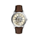 Montre FOSSIL heritage homme automatique, bracelet cuir marron - vue 1