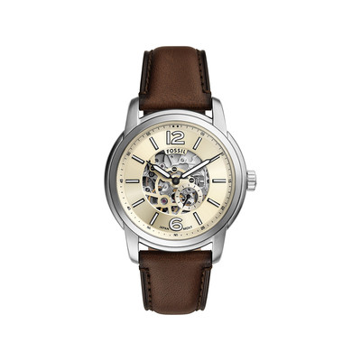 Montre FOSSIL heritage homme automatique, bracelet cuir marron - vue 1