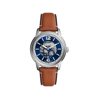 Montre FOSSIL heritage homme automatique, bracelet cuir marron - vue 1
