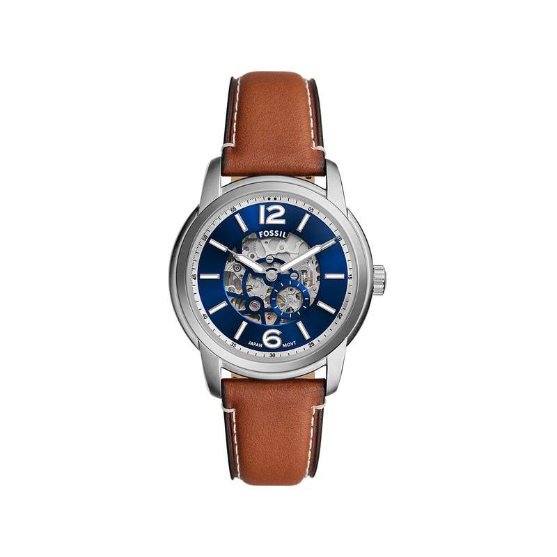 Montre FOSSIL heritage homme automatique, bracelet cuir marron - vue 1