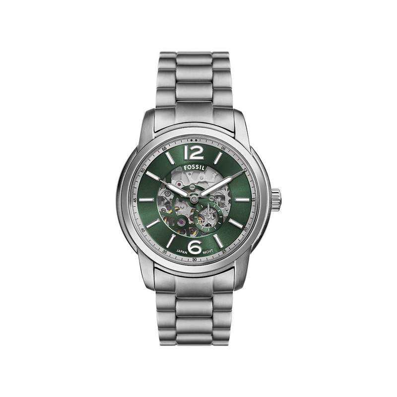 Montre FOSSIL heritage homme automatique, bracelet acier inoxydable argent - vue 1