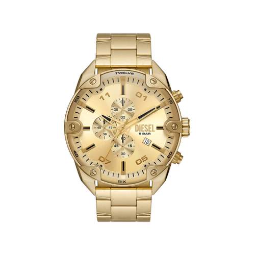 DIESEL spiked men's watch gold stainless steel bracelet