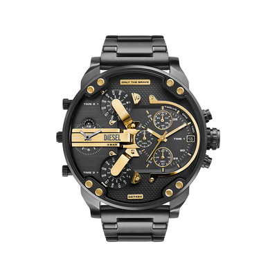 DIESEL mr. daddy man watch stainless steel bracelet anthracite grey