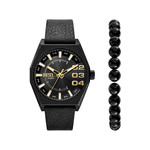 Montre DIESEL scraper homme bracelet cuir noir - vue 1