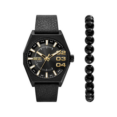 Montre DIESEL scraper homme bracelet cuir noir - vue 1