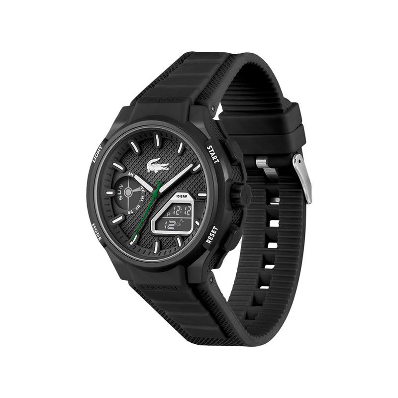 LACOSTE l33-x men's watch black silicone bracelet - view 2