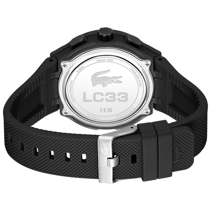 LACOSTE l33-x men's watch black silicone bracelet - view 3