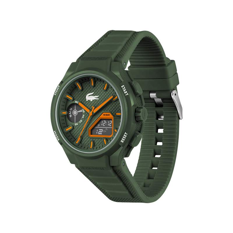 LACOSTE l33-x herenhorloge met groene siliconen horlogeband - bekijk 2