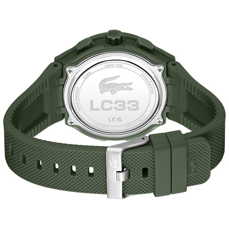 LACOSTE l33-x herenhorloge met groene siliconen horlogeband - bekijk 3