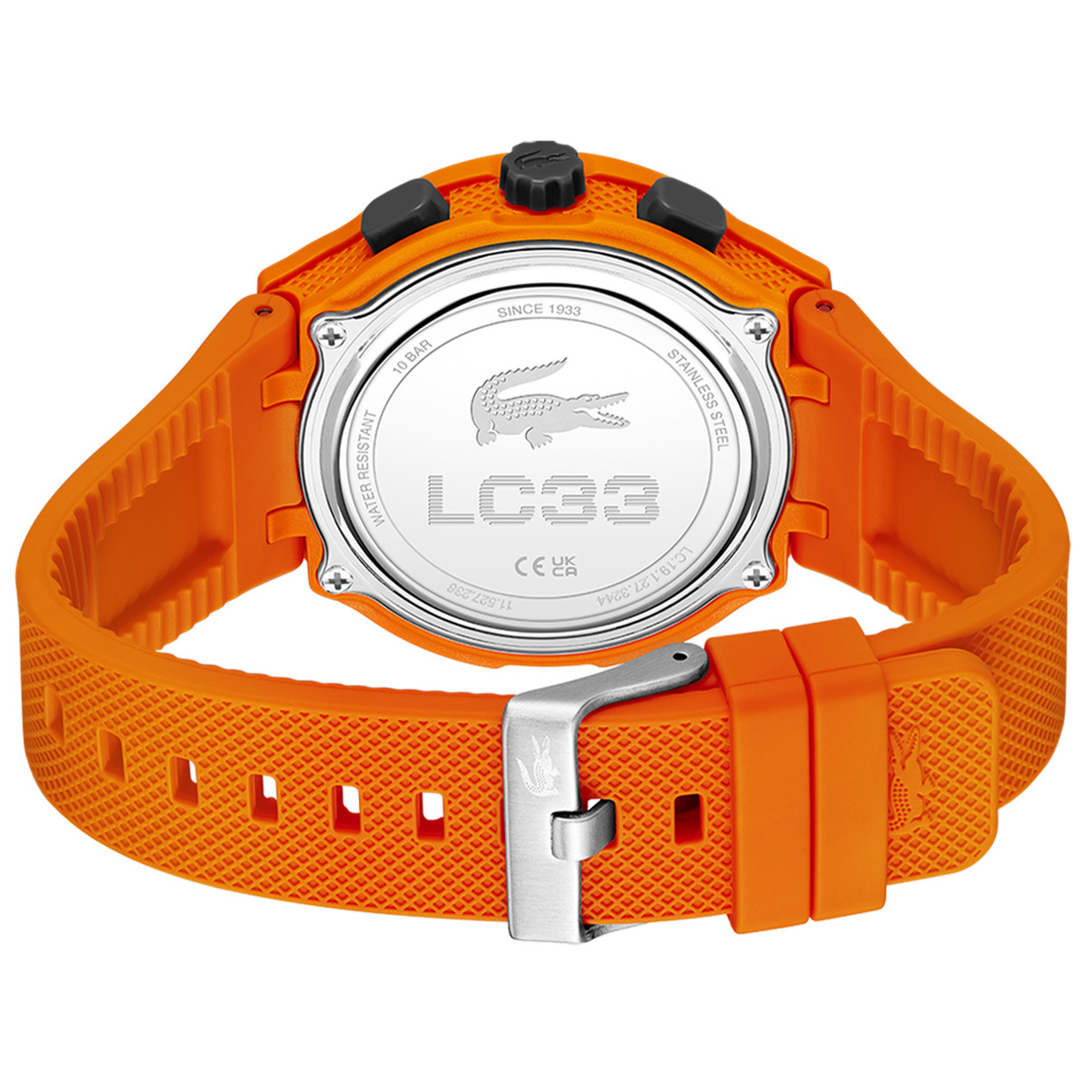 Montre LACOSTE l33-x homme bracelet silicone orange - vue 3