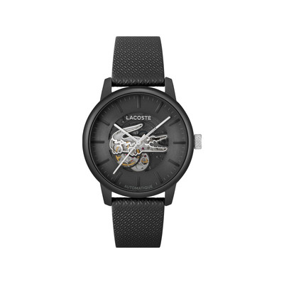 Montre LACOSTE.12.12 automatique homme bracelet cuir noir