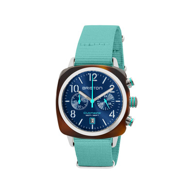BRISTON classic summer vibes men's watch turquoise blue nylon strap