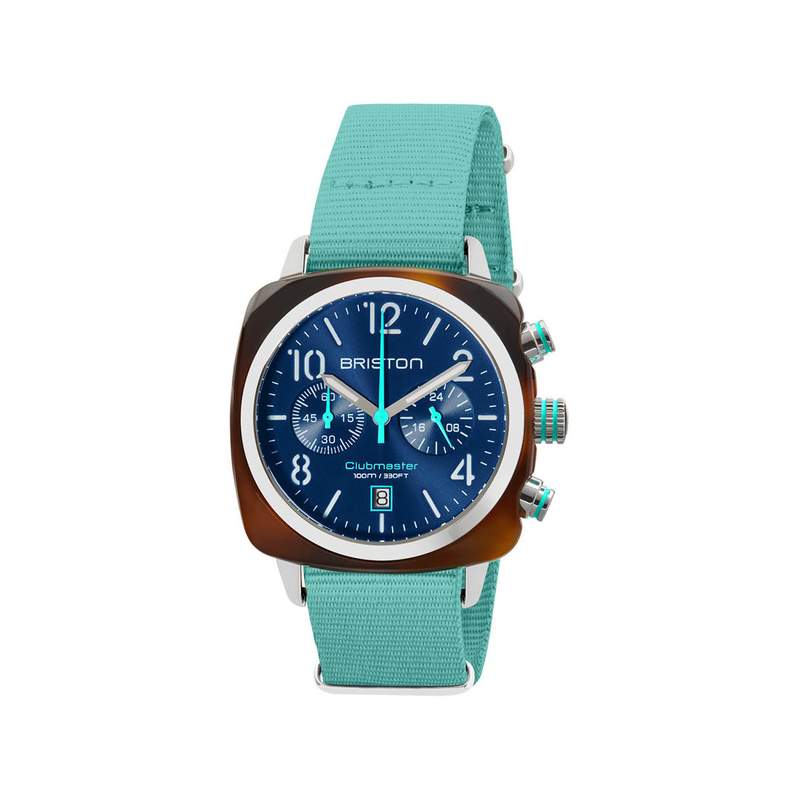 Montre BRISTON classic summer vibes homme bracelet nylon bleu turquoise - vue 1