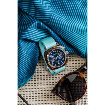 Montre BRISTON classic summer vibes homme bracelet nylon bleu turquoise