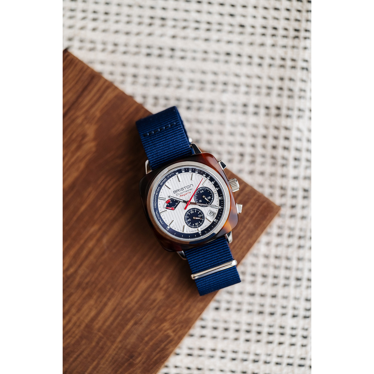 Montre BRISTON clubmaster regatta homme bracelet nylon bleu marine - vue D2