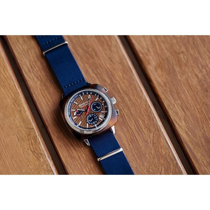 Montre BRISTON clubmaster regatta homme bracelet nylon bleu marine - vue D1
