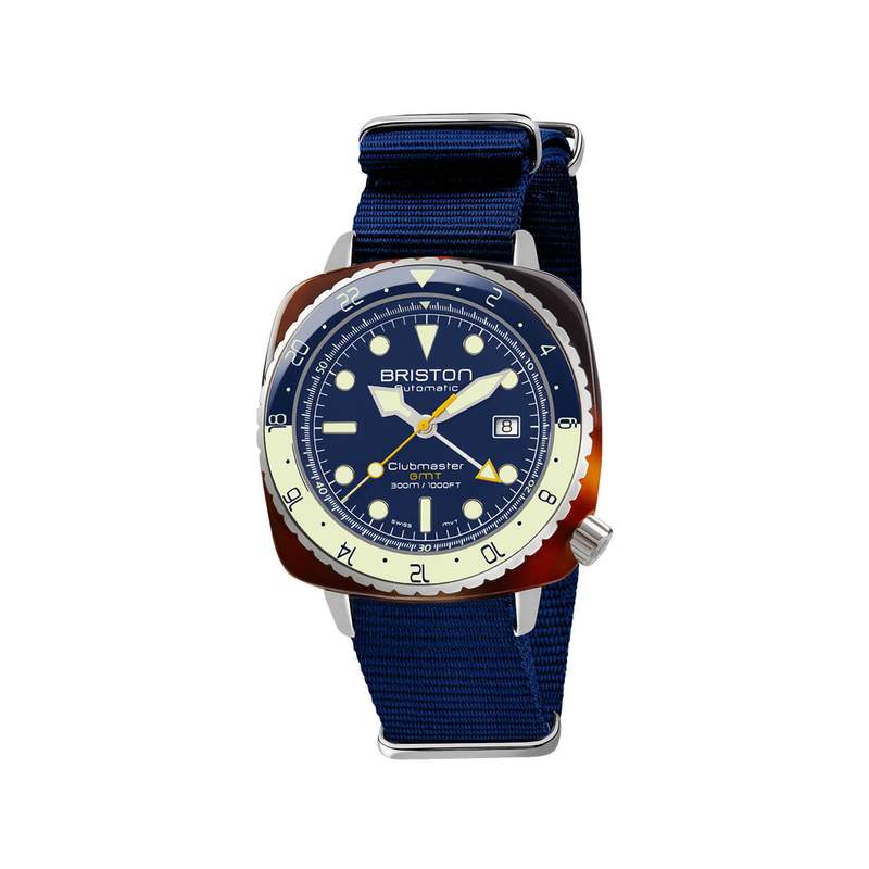 Montre BRISTON clubmaster diver pro gmt homme automatique, bracelet nylon bleu marine - vue 1