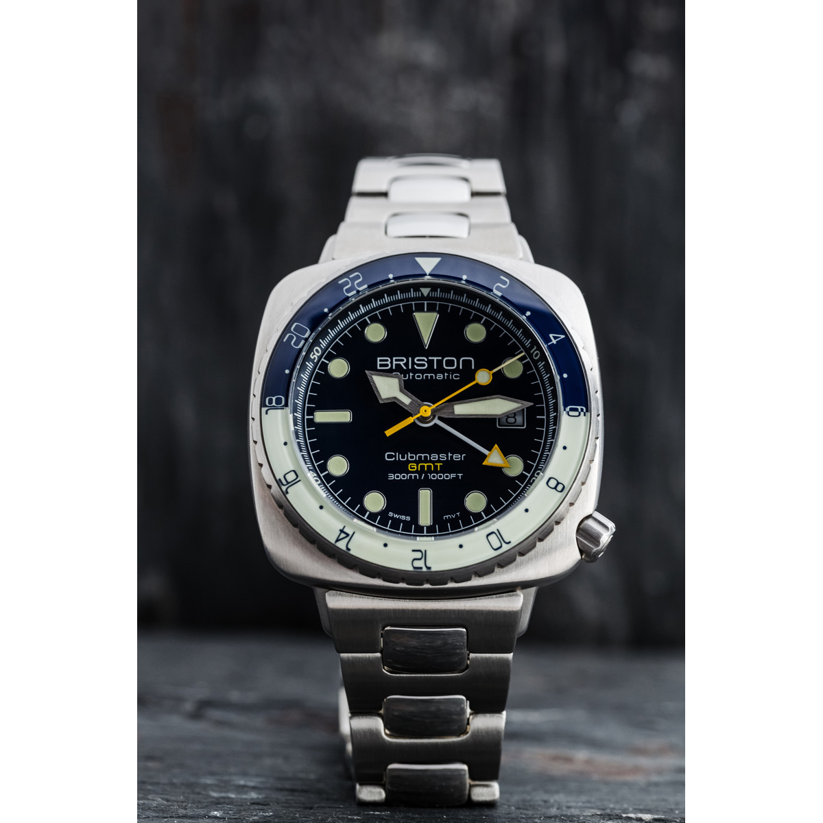 Montre BRISTON clubmaster diver pro gmt homme automatique, bracelet acier inoxydable argent - vue D2