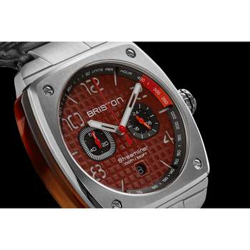 BRISTON streamliner herenhorloge zwart leren band