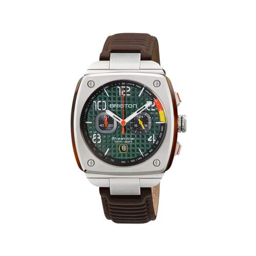 BRISTON streamliner urban gentleman watch dark brown leather strap