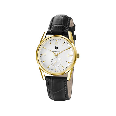 LIP analoog herenhorloge, zwarte leren band