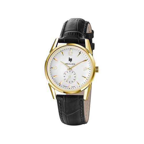 Analog LIP men's watch, black leather strap