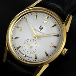 LIP analog men's watch, black leather strap - view D1