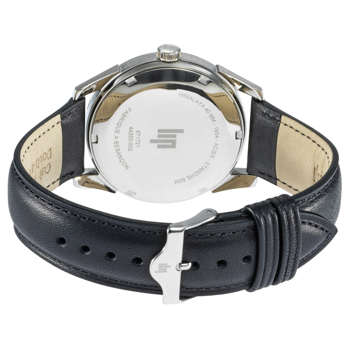 Montre LIP homme analogique, bracelet cuir noir - vue 3