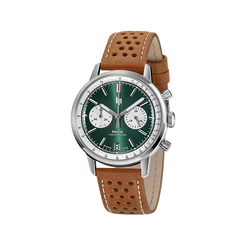 LIP men's analog watch, brown leather strap - view 1