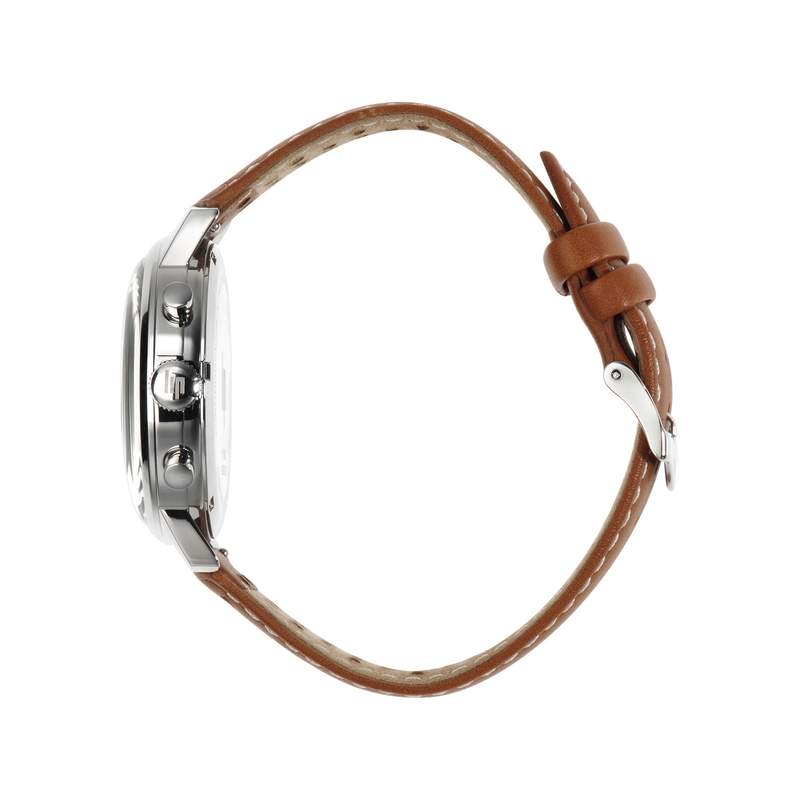 LIP analog men's watch, brown leather strap - view 2