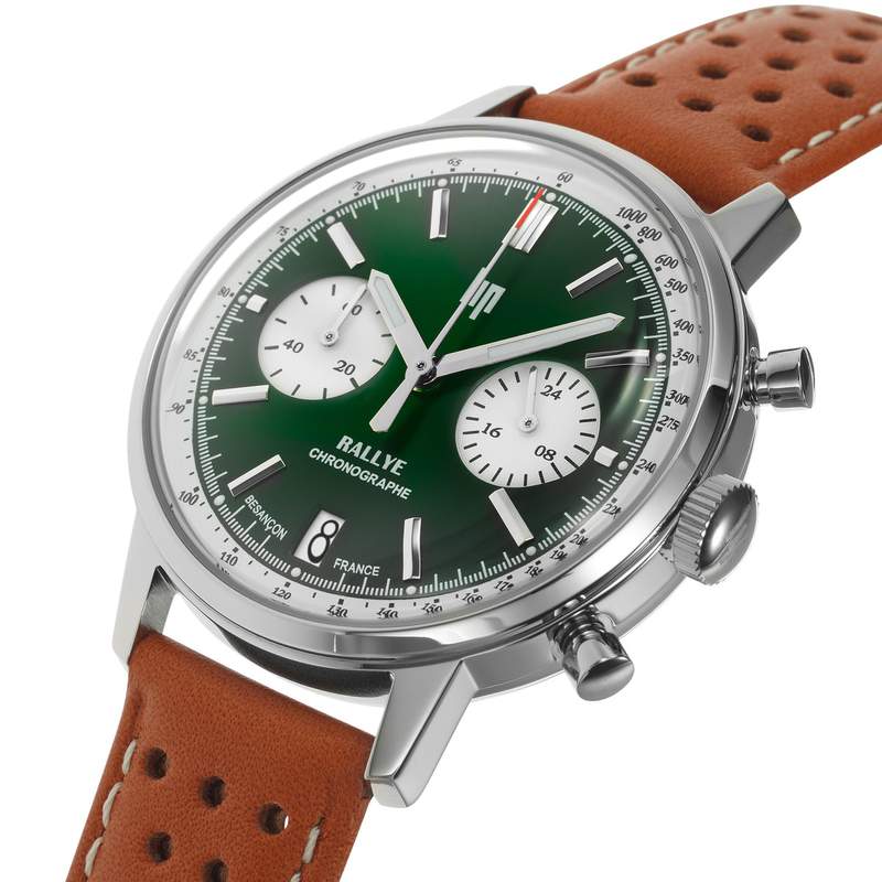 LIP analog men's watch, brown leather strap - view D2