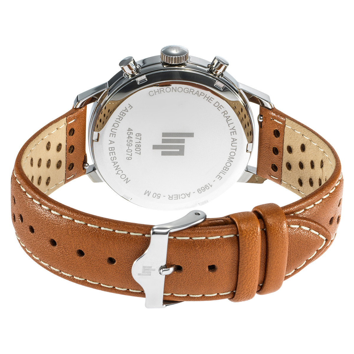 Montre LIP homme analogique, bracelet cuir marron - vue 3