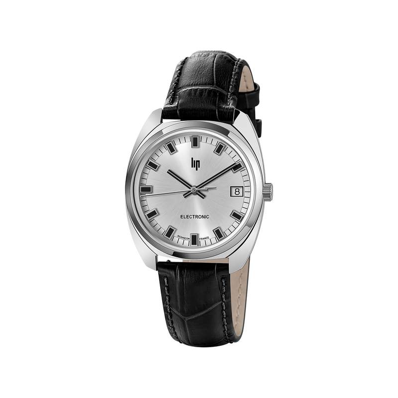 Montre LIP homme analogique, bracelet cuir noir - vue 1
