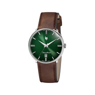 Montre LIP homme analogique, bracelet cuir marron