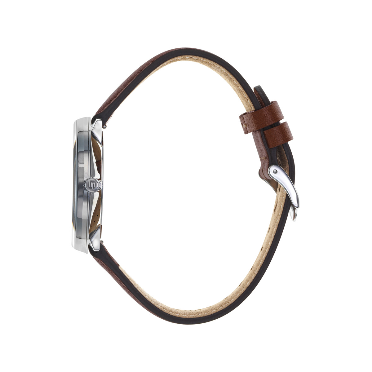 Montre LIP homme analogique, bracelet cuir marron - vue 2