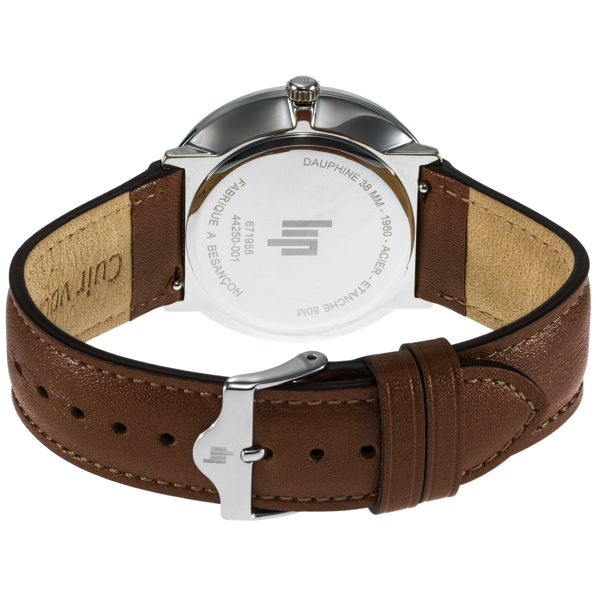 Montre LIP homme analogique, bracelet cuir marron - vue 3