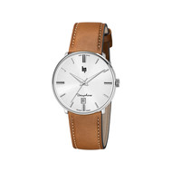 Montre LIP homme analogique, bracelet cuir marron