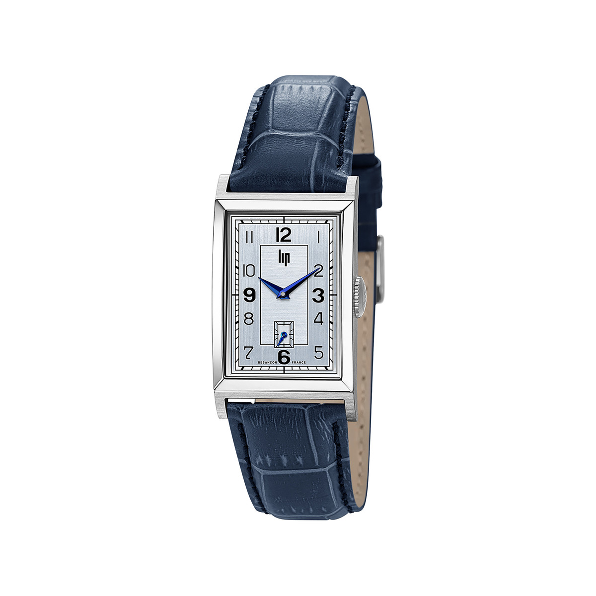 Montre LIP homme analogique, bracelet cuir bleu