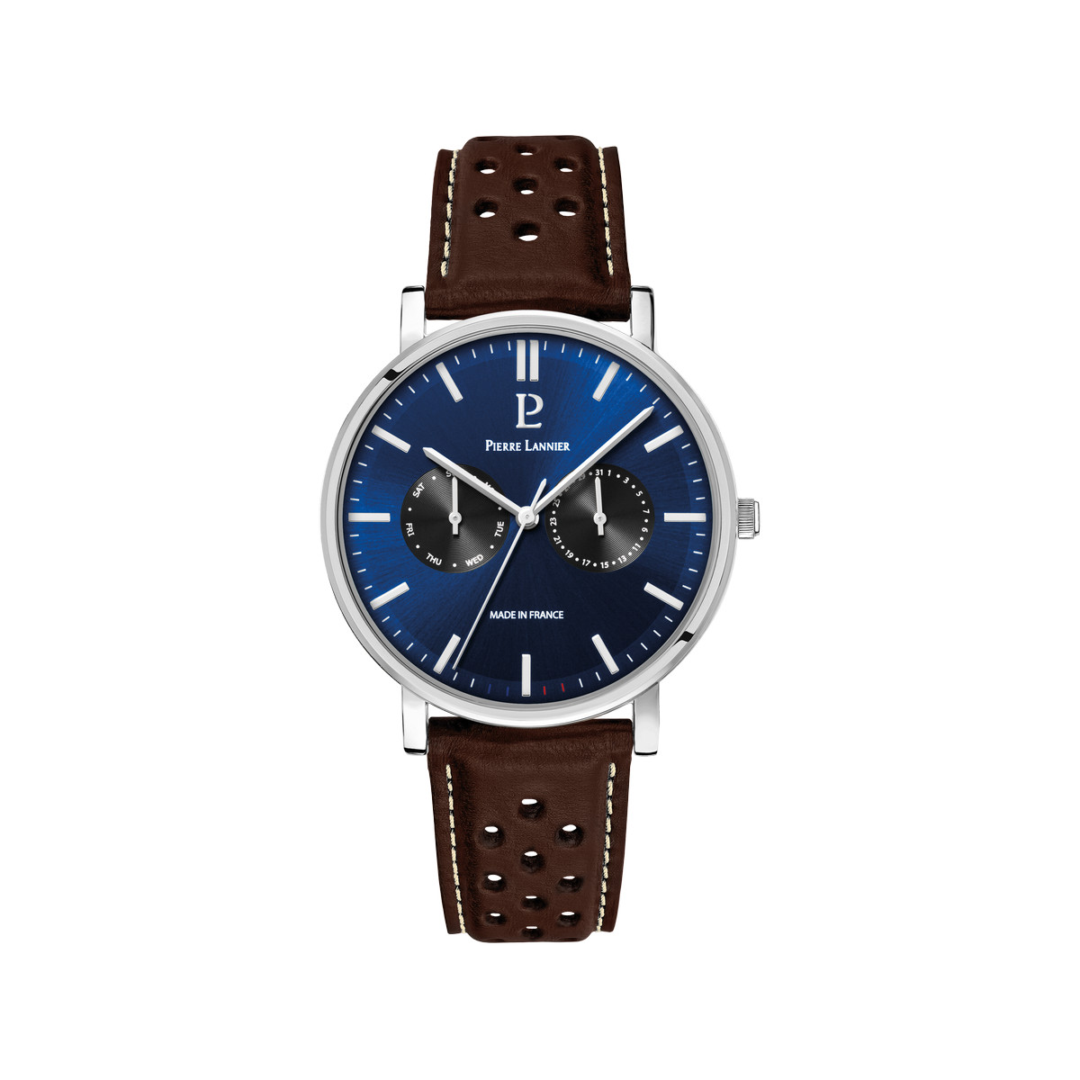 Montre PIERRE LANNIER essential homme bracelet cuir brun