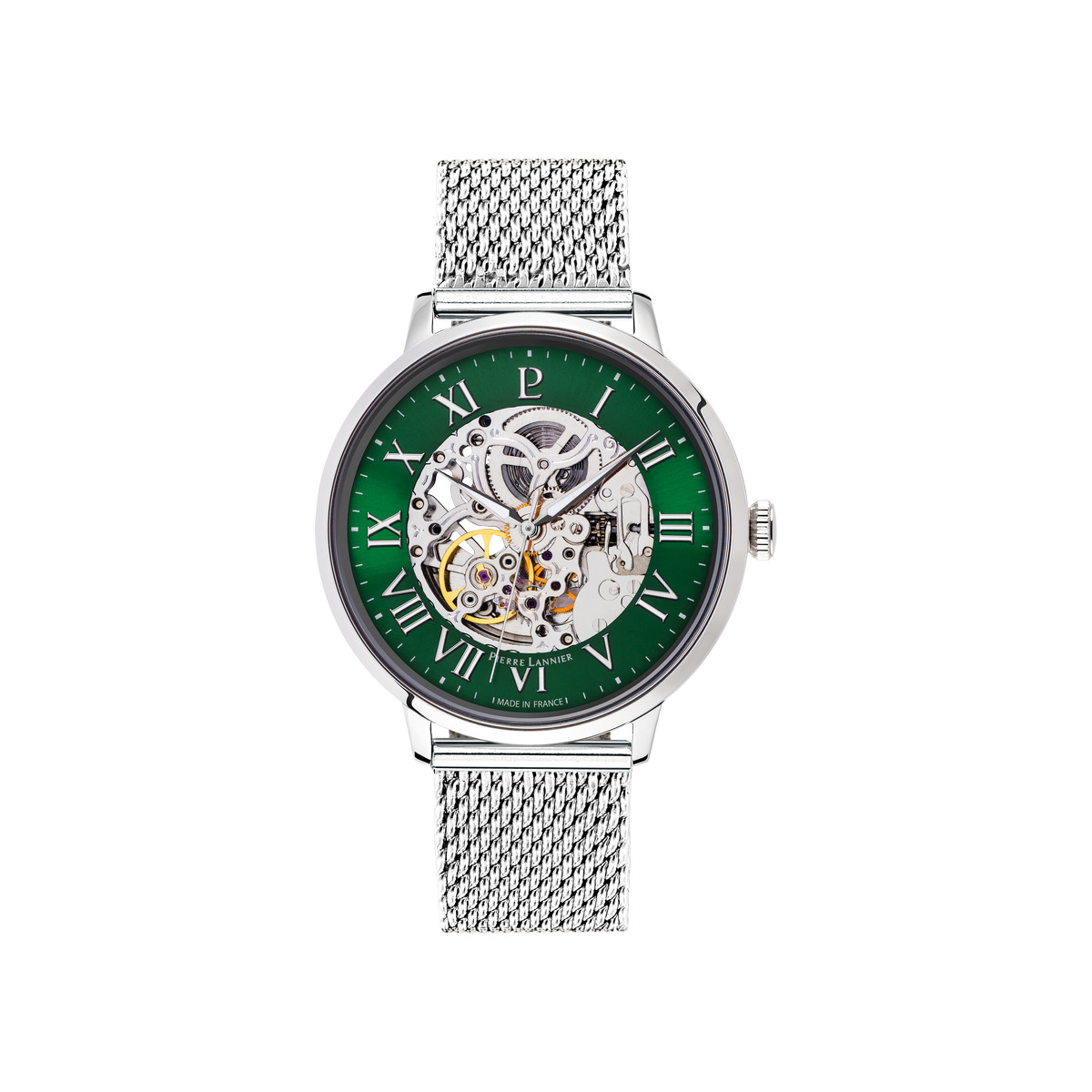 Montre PIERRE LANNIER automatic homme automatique, bracelet acier argent