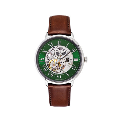 Montre PIERRE LANNIER automatic homme automatique, bracelet cuir brun - vue 1