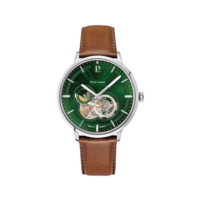 PIERRE LANNIER Trio herenhorloge met automatische opwinding, bruine leren band - afbeelding 1