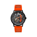 Montre PIERRE LANNIER paddock homme automatique, bracelet caoutchouc orange - vue 1