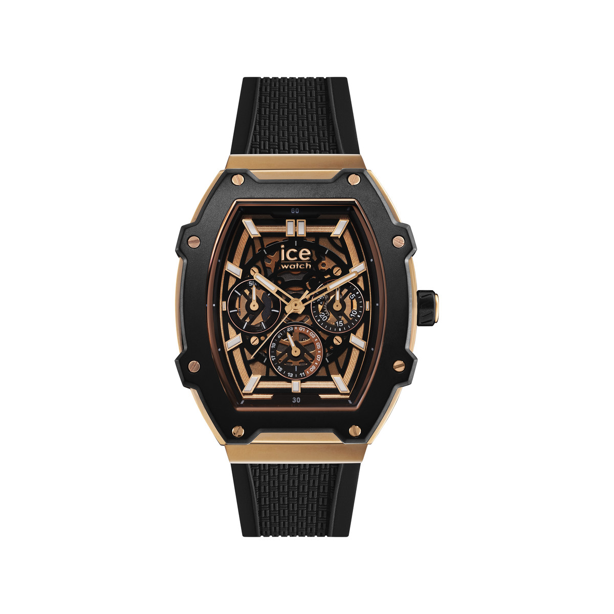 Montre ICE WATCH ice boliday - black rose-gold homme analogique, bracelet silicone noir