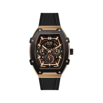 ICE WATCH ice boliday - zwart roségoud analoog herenhorloge, zwarte siliconen band