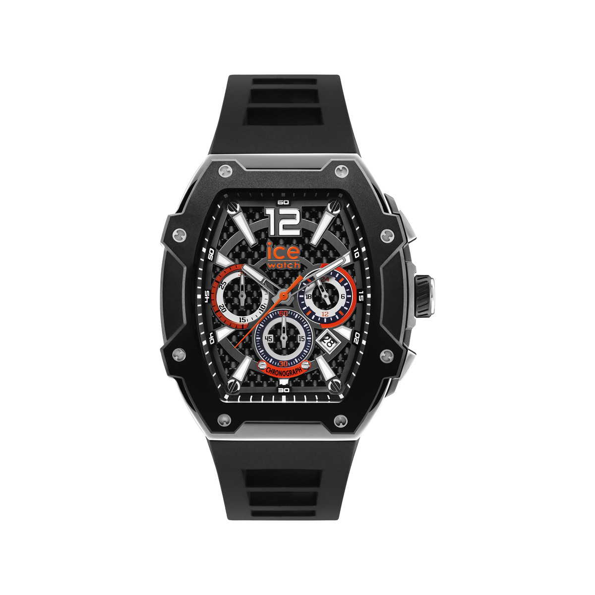 Montre ICE WATCH ice boliday - black silver homme analogique, bracelet silicone noir