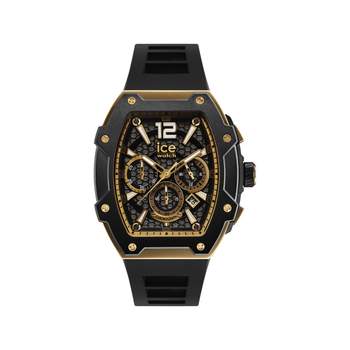 ICE WATCH ice boliday - zwartgoud analoog herenhorloge, zwarte siliconen band