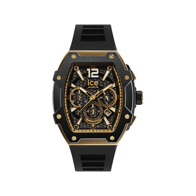 ICE WATCH ice boliday - zwartgoud analoog herenhorloge, zwarte siliconen band