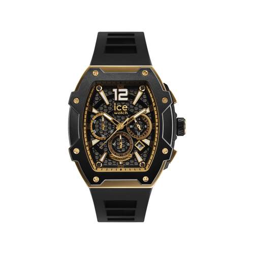 ICE WATCH ice boliday - black gold analog men's watch, black silicone strap