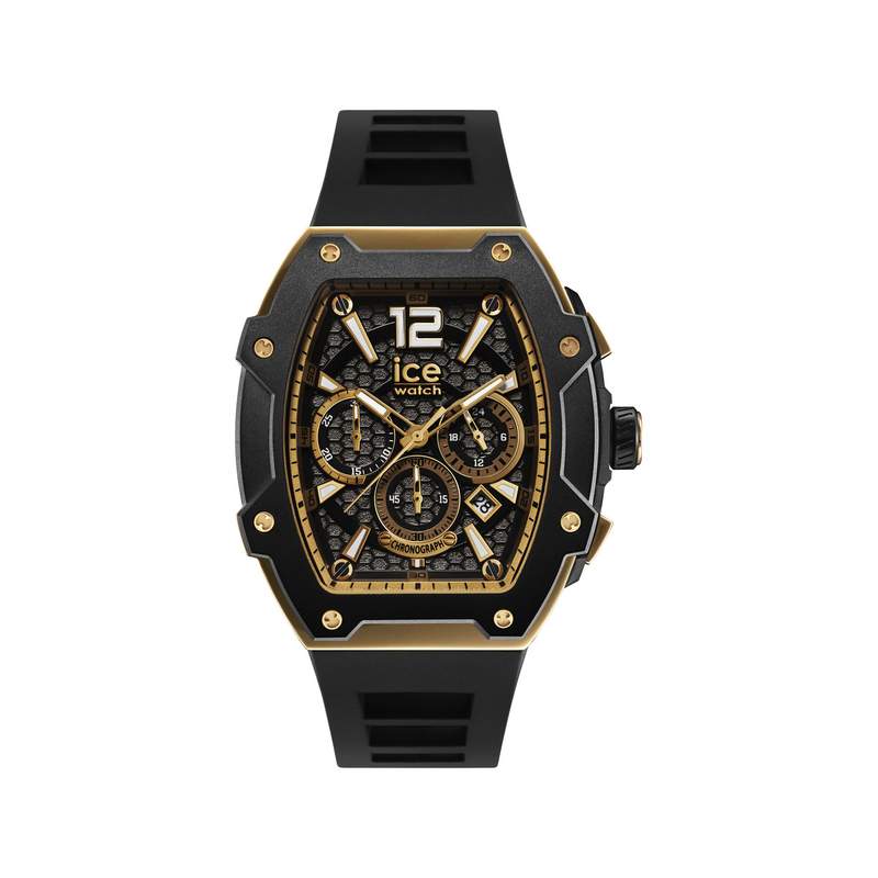 Montre ICE WATCH ice boliday - black gold homme analogique, bracelet silicone noir - vue 1